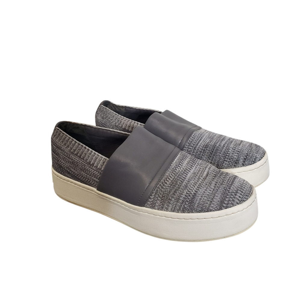 Vince Ward‎ Shoes Leather Knit Slip On Platform Sneaker Women's Gray Size 7.5